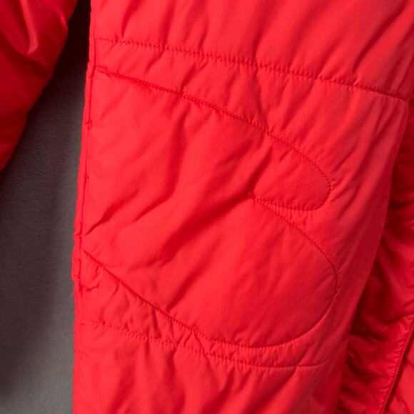 Volcom Hot Mittes Long Puffer Jacket 3/4 Length Large 14 Faux Fur Hood Red - Picture 6 of 14